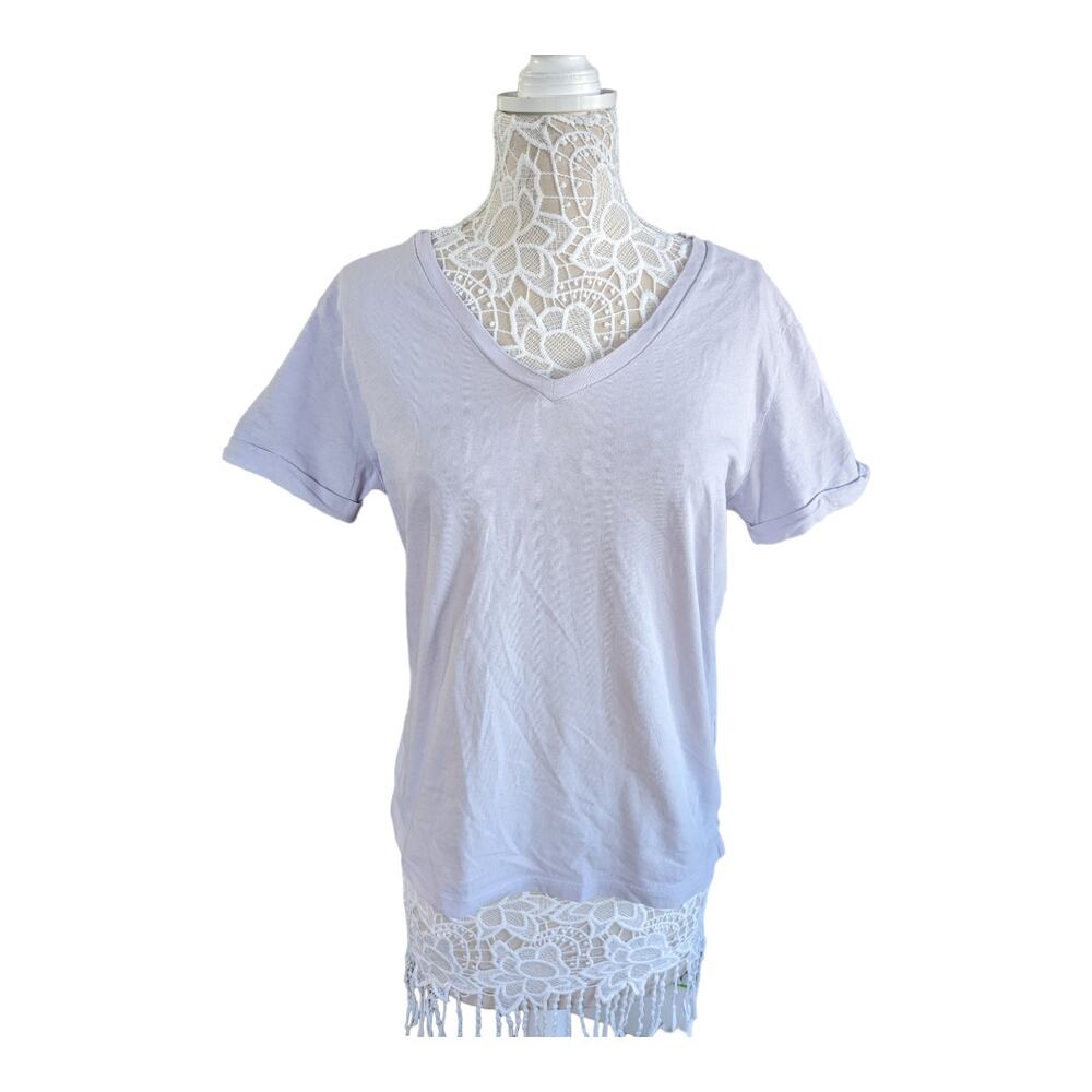 Frame V Neck Rolled Sleeve Short Sleeve M